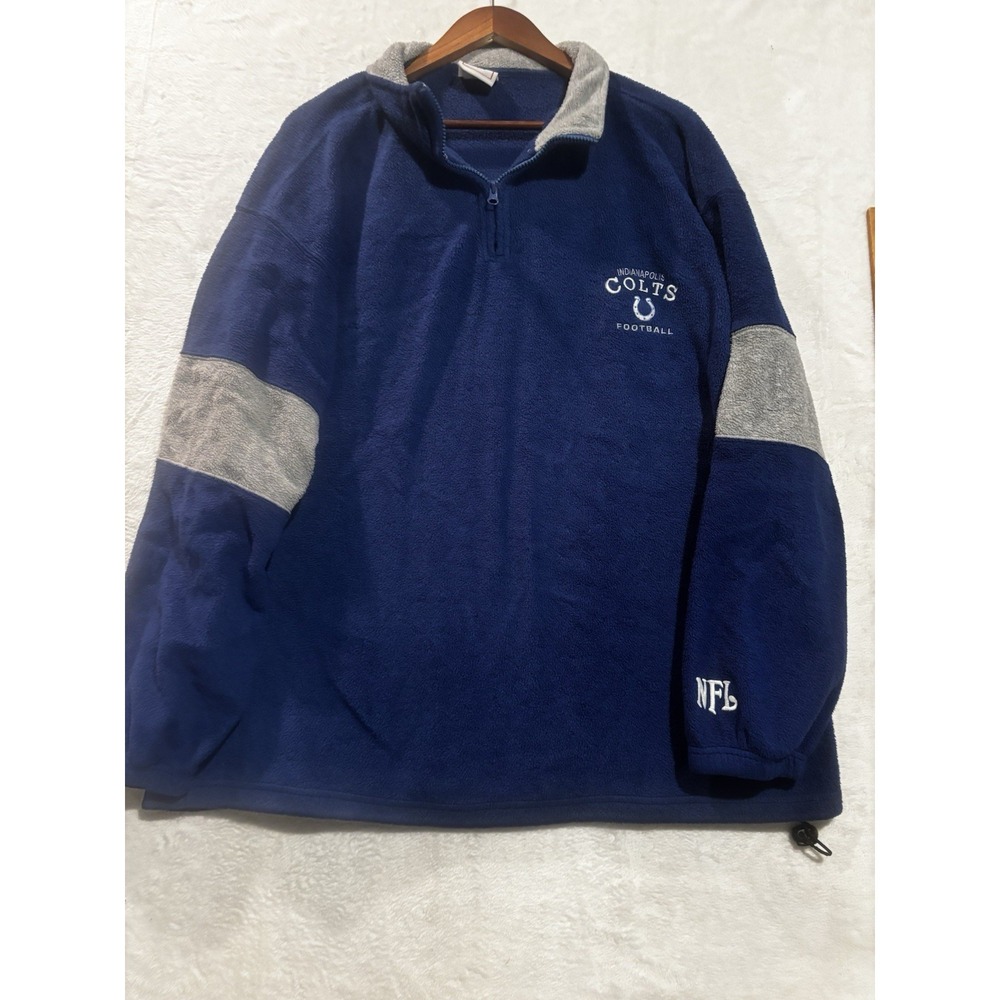 Vintage Indianapolis Colts NFL Men XL Fleece 1/4 Zip Embroidered‎ Blue Pullover